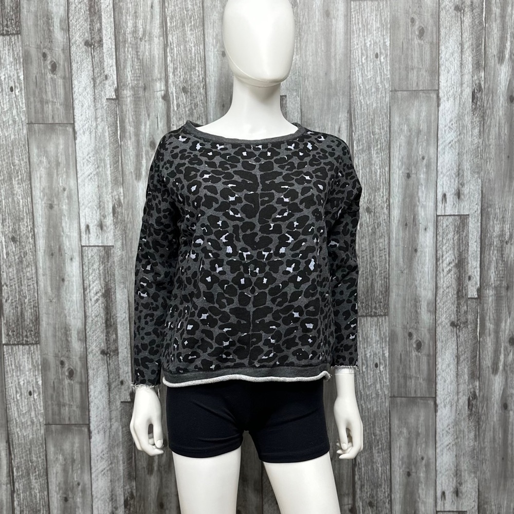 Maje Daleo Cotton Leopard Print Pullover Sweatshirt [AA207]